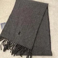 新品　ポロラルフローレン イタリア製　マフラー グレー×ブラック