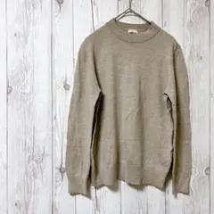 薄手セーター　レディース　ベージュ　クールネック　L　毛100％