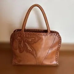 Ibiza レザー ハンドバッグ ブラウン春色