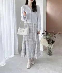 バックレースアップツイードマーメイドスカート