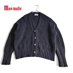 mao made コットンアクリルニット タック編み Vネック カーディガン
