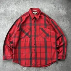 80s90s BIG MAC ヘビーネルシャツ USA製 XL レッド×ブラック