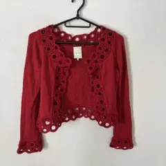 SYBILLA レッド　ウール　ニット　カーディガン　SS