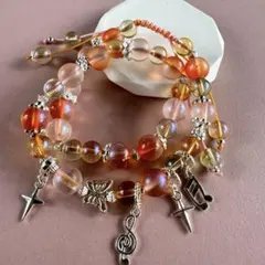 音楽モチーフ ブレスレット オレンジ系