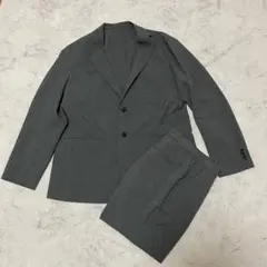 未使用級 GU ジーユー ウォッシャブル グレー セットアップ スーツ XL L