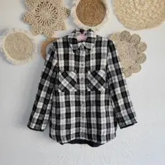 ZARA BASIC ツイードチェックオーバーシャツ XS