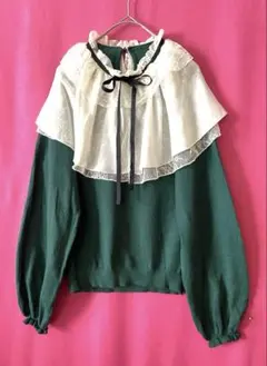 axes femme レース重ねケープニット PO グリーン