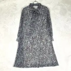 美品♡EGERIE PARIS ボウタイロングワンピース プリーツ フレア 総柄