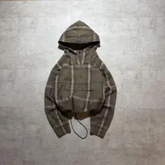 Y2K cotton jacket ドローコード 短丈　glen check