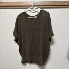 SHOO-LA-RUE シューラルー 半袖ニット ブラウン Vネックのサムネイル