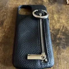 ajew 黒いレザー風iPhoneケース