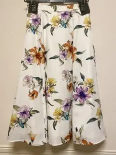 ジャスグリッティー ぼかしフラワースカート ロング フレア 1 白 ホワイト