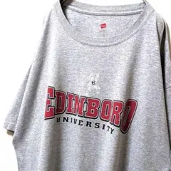 ヘインズ エディンボロ大学 ロゴ Tシャツ グレー 灰色 XL 古着