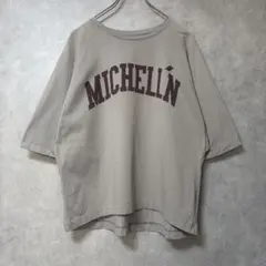 MICHELL'N ビッグ ラグラン 七分袖 ロゴ Tシャツ グレージュのサムネイル