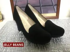 JELLY BEANS 黒　スエード調　太ヒール　パンプス　23cm