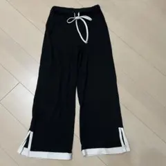 ストライプ ブラック ワイドパンツ Mサイズ