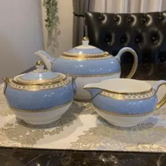 未使用　ウェッジウッド ユーランダー　ペールブルー　ティーポット　クリーマー等