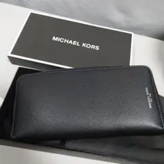 MICHAEL KORS ブラックレザー ラウンドファスナー 財布