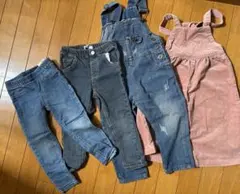 ボトムス4本セット　オーバーオール 100cm デニム・コーデュロイ