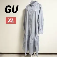 GU ストライプ シャツワンピース レディース XL Aライン ジーユー