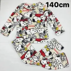 新品63475 スヌーピー140cmアイボリーフリース丸首長袖フランネルパジャマ