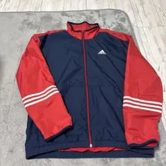 adidas ナイロンジャケット レッド - メルカリ