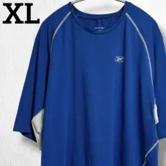 リーボック Tシャツ クルーネック ラグラン 無地 ビッグサイズ 青 スポーツ