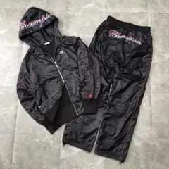 チャンピオン　トラックジャケット　パンツ　セットアップ　ナイロン　ブラック　L