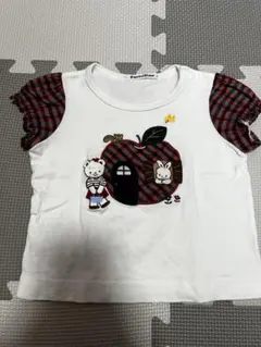 ファミリア　XX 赤チェック　半袖　Tシャツ　りんご　80am