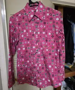 BURBERRY BLACK LABEL モノグラム長袖シャツ ピンク