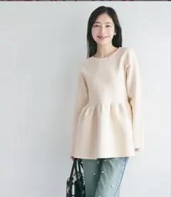 coca フレアニット スポンディッシュ ペプラム アイボリー　S 新品未使用