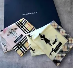 新品未使用 BURBERRY クマ.犬 ハンカチ●値下げバラ売りX