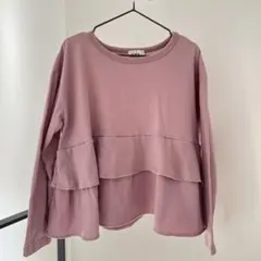 【即日発送】春物 PAIR MANON フリル 長袖カットソー ピンク 130