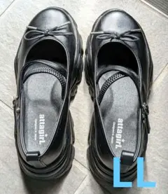 厚底メリージェーンシューズ　LLサイズ(24.5〜25㎝相当)ブラック