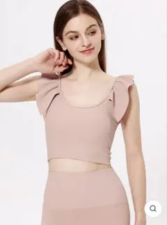 新品未使用yomomentフリル袖ブラトップ ミスティローズ　Lサイズ