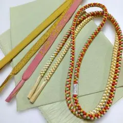 新品　帯揚げ　帯締め2点　鶯色系とピンク