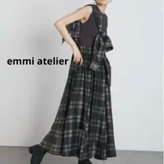 【美品emmi atelier エミアトリエチェック柄シャツドッキングワンピース