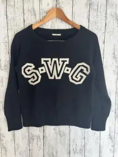 SHIPS シップス　ロゴ入り　WOOL100% ニット　セーター　ブラック