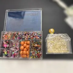 多彩なビーズ2点セット 収納ケース付き 大量まとめ　かわいいビーズ