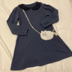 ネコちゃんポシェット　襟付きワンピース