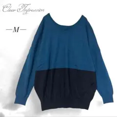 クリアインプレッション Vネック 長袖セーター M バイカラー ニット 薄手