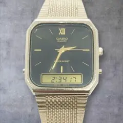 CASIO アナデジ スクエア ゴールド ヴィンテージ メンズ 新品電池