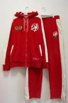 24karatsベロア赤　ジャージ　S 24karatsベロアジャージ上下セットアップ EXILE ドローコード