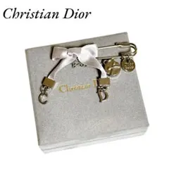 【美品】クリスチャンディオール　ブローチ　ピン　リボン　シルバー　箱付　CD
