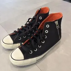 converseジッパー付きハイカットスニーカー ブラック/オレンジ