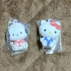 サンリオ ふわふわフロッキーマスコット キティ ポチャッコ 2つセット