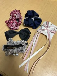 ヘアアクセサリー5点セット ヘアクリップ バンスクリップ シュシュ ヘアピン