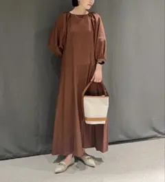 【新品】UNITED ARROWS グリーンレーベル 7分袖フレアワンピース