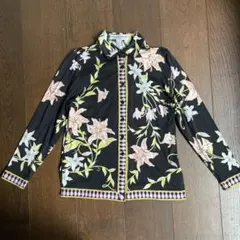 美品 LEONARD SPORT 総柄 ブラウス モノトーン ボタニカル 44 美品 LEONARD SPORT 総柄 ブラウス モノトーン ボタニカル 44