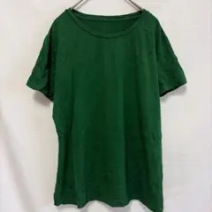 ABARDSION【XL】半袖Tシャツ グリーン レーヨン混 無地 クルーネック